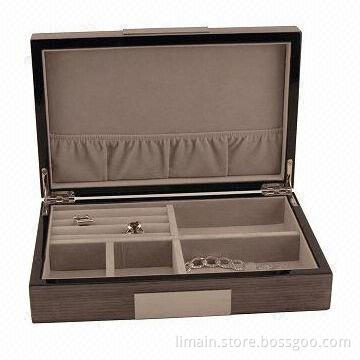 Jewelry Gift Box with Beautiful Piano Finish and Brushed Silver Accents